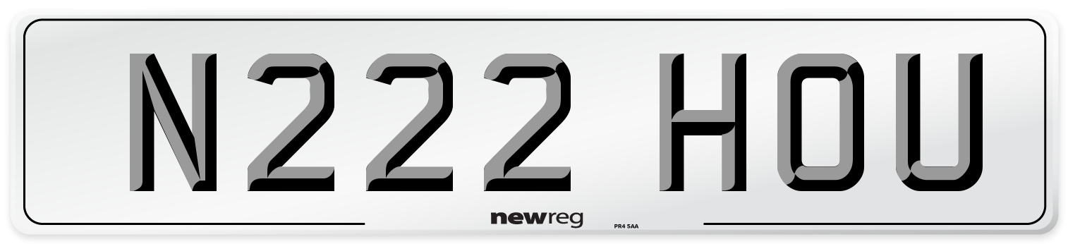 N222 HOU Number Plate from New Reg